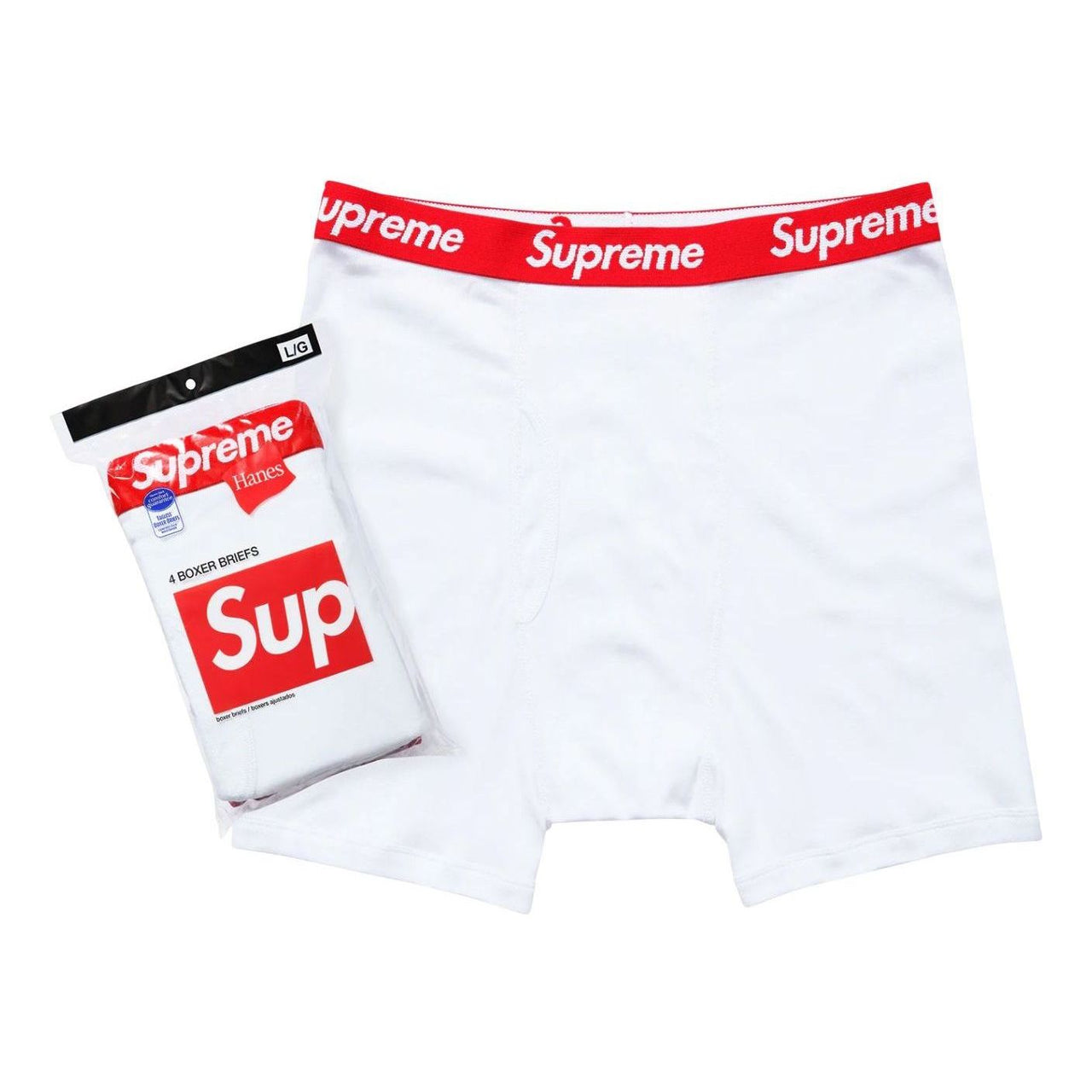 مجموعة من 4 سراويل بوكسر Supreme Hanes باللون الأبيض SUP-FW24-023-W