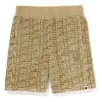 A Bathing Ape Logo Monogram Velour Shorts 'Beige' 1J30-153-011-BEG