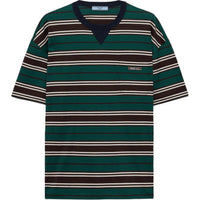 PRADA Logo Patch Striped Crewneck T Shirt