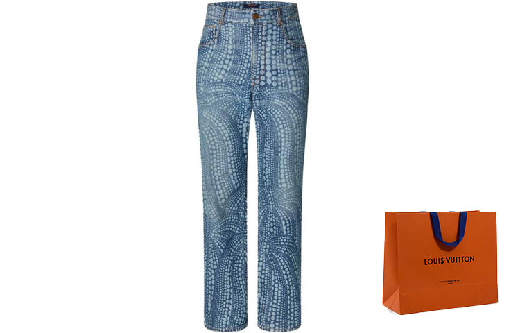بنطلون جينز رجالي أزرق من LOUIS VUITTON X Yayoi Kusama SS23 Pumpkin