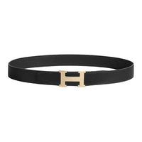 HERMES Calfskin Leather Belts Men's Black Width: 3.2CM