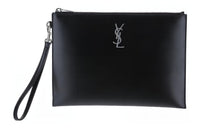 SAINT LAURENT Cow Leather Clutch Men's Black