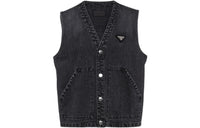 PRADA Triangle-logo Denim Vest