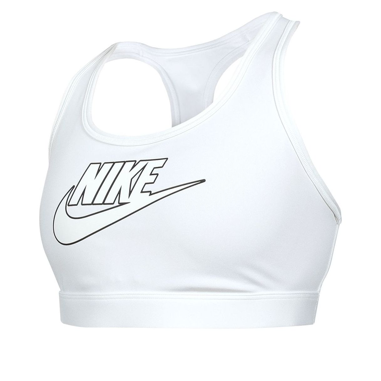 (WMNS) حمالة صدر رياضية متوسطة الدعم من Nike Swoosh باللون الأبيض FB4081-100