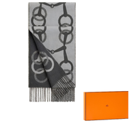 HERMES Cashmere Knit Scarves Unisex Medium Gray