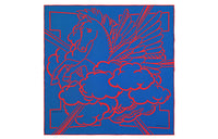 HERMES Royal Silk Scarves Women's Royal Blue/Red
