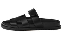 HERMES Chypre Sandal Noir Calfskin Leather Women's