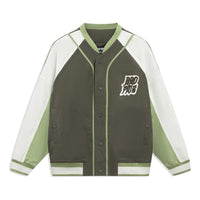Li-Ning BadFive Graphic Cotton Baseball Jacket 'Olive White' AJMT017-5