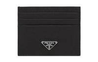 PRADA Leather Card Holder Women's Black