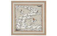 HERMES Silk Scarf Women's Beige