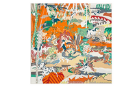 HERMES Silk Scarf Women's Orange/Vertical/White