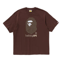 A Bathing Ape Sta Houndstooth by Bathing Ape Relaxed Fit Tee 'Brown' 1K80-110-329-BROWN