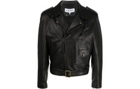 LOEWE Zip-Up Long Sleeved Leather Biker Jacket