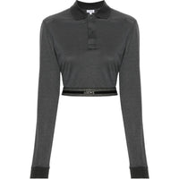 LOEWE Long Sleeve Cropped Polo 'Charcoal Melange'