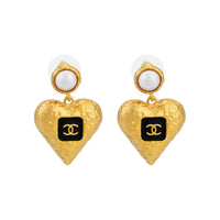 CHANEL Pearl Earrings Unisex Gold