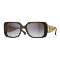 CHANEL Resin Metal Square Sunglasses Unisex Brown