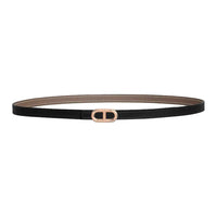 HERMES Calfskin Leather Belts Women's Black/Brown Width 1.3CM