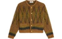 CELINE Cardigan Jacket In Brushed Argyle Mohair