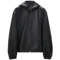 LOEWE Hooded Zipped Leather Jacket