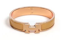 HERMES Enamel Bangles Unisex Rose Gold