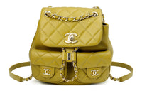 CHANEL Duma Smooth Calf Leather Backpack Small Size Women's Green