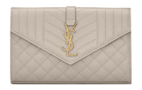 SAINT LAURENT Monogram Chain Wallet Grain De Poudre Blanc Vintage