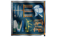 HERMES Silk Scarves Unisex Dark Blue