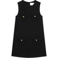 CELINE Trapeze Mini Dress In Double Faced Wool Tricotine