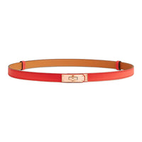 HERMES Calfskin Leather Belts Women's Orange Width 1.8CM