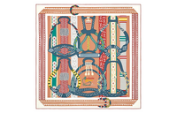 HERMES Silk Scarf Women's Cream/Noise/Ocean