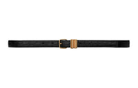SAINT LAURENT Crocodile Pattern Embossed Pin Buckle Leather Belts Women's Black