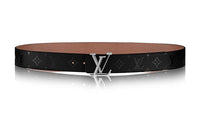 LOUIS VUITTON Double-Sided Pin Buckle Cow Leather Leather Belts Men's Black/Brown Width: 4cm