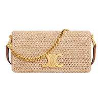 CELINE Straw Woven Shoulder Bag Women's Natural/Tan