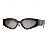 CHANEL Nylon Cat Eye Sunglasses Unisex Black