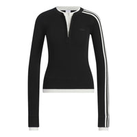 (WMNS) adidas Premium 3S Button Sweatshirt 'Black' KS5333
