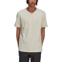 adidas originals Solid Color Logo Round Neck Short Sleeve Creamy White HK2786