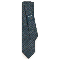 HERMES Mulberry Silk Ties Unisex Marine Blue
