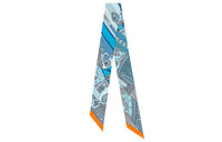 HERMES Silk Scarves Women's Blue/Gray Blue/Orange