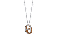 HERMES O'Maillon Palladium Plated Necklaces Unisex Silver/Gold Brown
