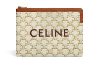 CELINE Triomphe Sheepskin Wallets Clutches Small Size Women's Candy Color/White