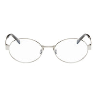 SAINT LAURENT Metal Acetate Oval Eyeglass Frames Men's Silver