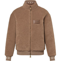 LOUIS VUITTON 1AGLXN Leather Patch Fleece Blouson