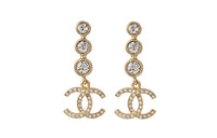 CHANEL Crystal Cc Drop Earrings