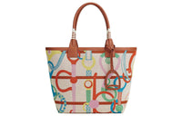 HERMES Steeple Canvas With Swift Leather Handbag Women's Copper Red/Lime/Light Beige/Beige/Gold