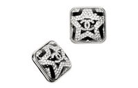 CHANEL Metal Stud Earrings Women's Black