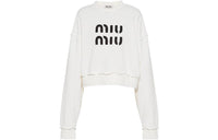 MIU MIU Logo embroidered Distressed Cotton Sweatshirt