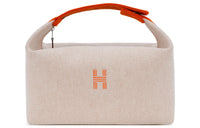 HERMES Bride a Brac Cotton Storage Bag, Toiletry Bag Large Size Unisex Beige