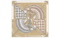 HERMES Silk Silk Scarf Women's Gold/Silver