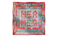 HERMES Silk Scarves Women's Garnet Red
