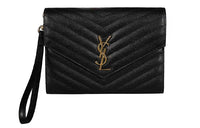SAINT LAURENT Leather Clutch Regular Women's Black